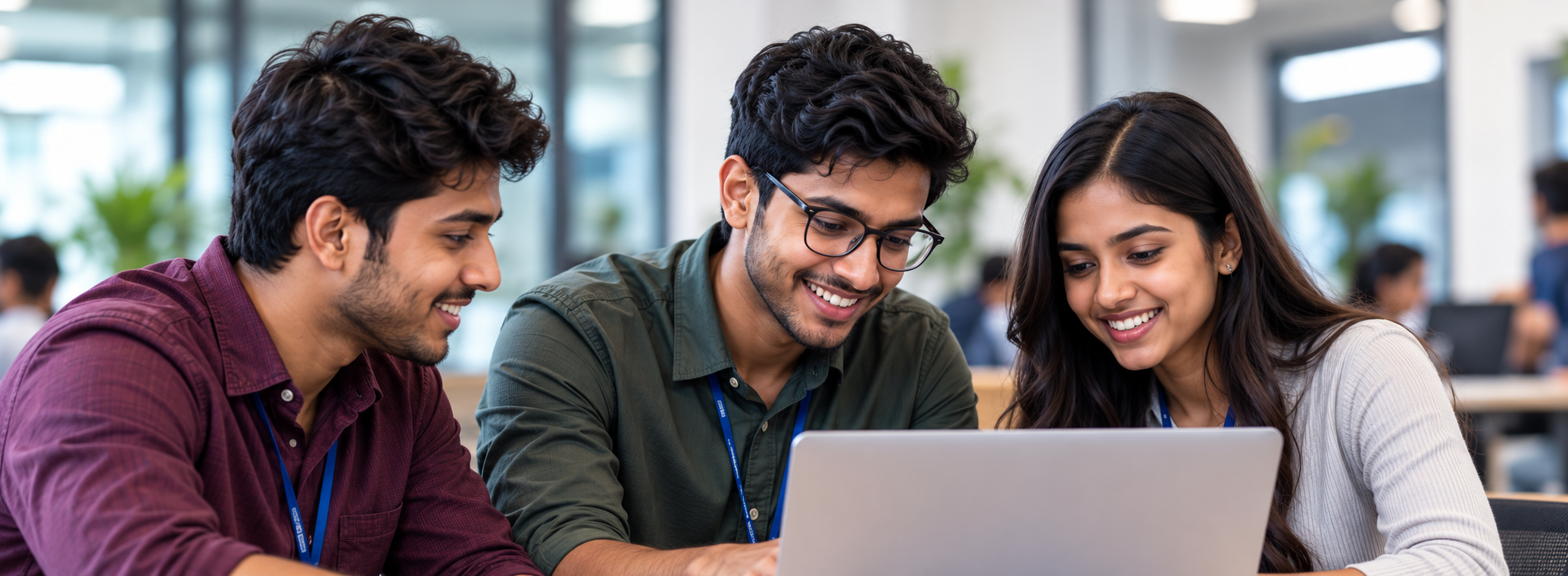 College students engaged in full stack and AI training